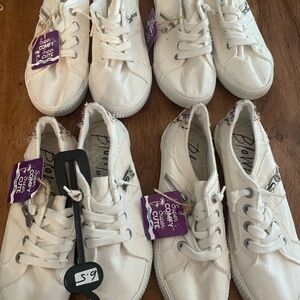 NEW…Blowfish White Canvas Sneakers - Casual Lace-Up Shoes…price is each pair